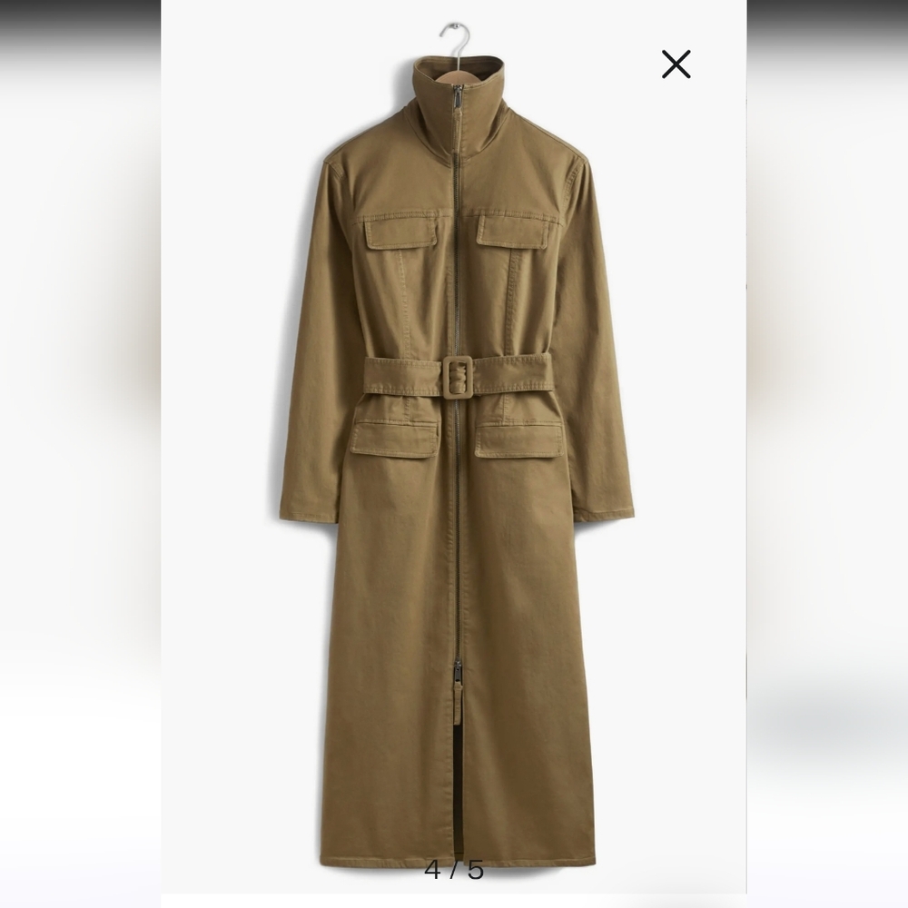 & Other Stories Long Sleeve Twill Shirtdress In Beige Dark NWT